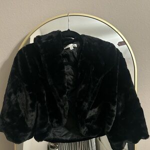Elegant Black Faux Fur Jacket